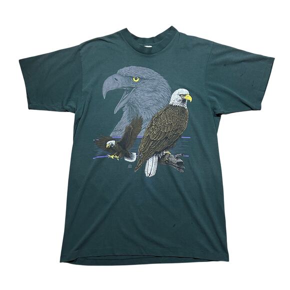 Vintage 90s Bald Eagle Graphic T-Shirt USA Nature Wildlife Tee - Picture 1 of 4